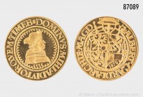 Moderne Nachprägung einer Münze Albrechts von Brandenburg, 585er Gold. 3,51 g; 23 mm. Stempelglanz.