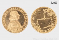 Moderne Nachprägung eines Reichstalers, Mainz, Erzbistum, Anselm Franz von Ingelheim (1679-1695), 986er Gold. 3,38 g; 22 mm. Stempelglanz.