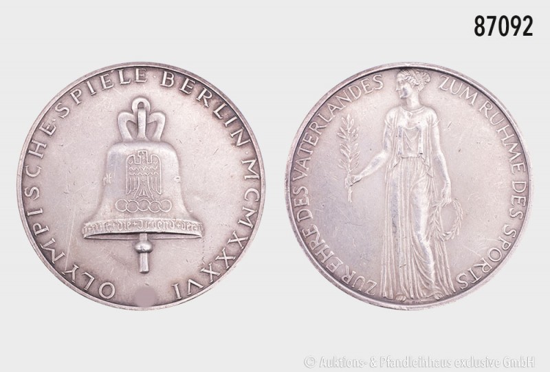 Drittes Reich, Olympische Spiele Berlin 1936, Silbermedaille von K. Roth, bei Sä...