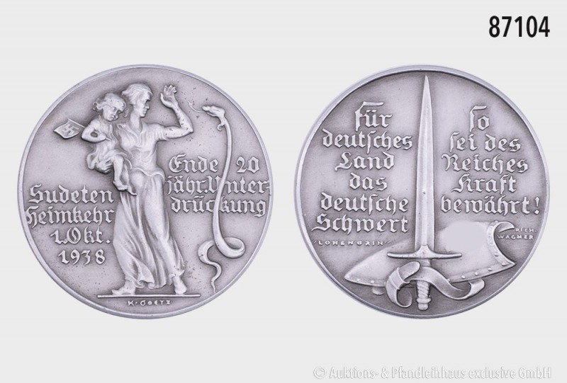 Drittes Reich, Weißmetall-Medaille 1938, von Karl Goetz, beim Bayer. Hauptmünzam...