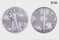 Drittes Reich, Weißmetall-Medaille 1938, von Karl Goetz, beim Bayer. Hauptmünzamt, auf die Wiedereingliederung des Sudetenlandes in das Deutsche Reich...