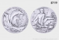 Drittes Reich, Weißmetall-Medaille 1940, von Karl Goetz, beim Bayer. Hauptmünzamt, "Wir fahren gegen Engelland". 19,34 g; 36 mm. Kienast 573. Minimal ...