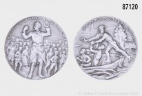 Drittes Reich, Weißmetall-Medaille 1940, von Karl Goetz, beim Bayer. Hauptmünzamt, auf die Schlacht bei Dünkirchen und das Ende der Flandern-Schlacht....