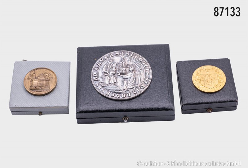 Konv. 3 Städtemedaillen: große Verdienstmedaille für 25-jährige Dienste für die ...