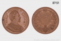 Bayern, Ludwig II. (1864-1886), Bronzemedaille 1882, von J. Ries, auf die 300-Jahrfeier der Universität Würzburg. 36,86 g; 44 mm. Laverrenz 47; Beierl...