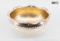 Schale, 800er Silber, deutsch, Bienenwaben Dekor, innen vergoldet. H 7,5 cm, B 17 cm, 220 g. Sehr guter Zustand.