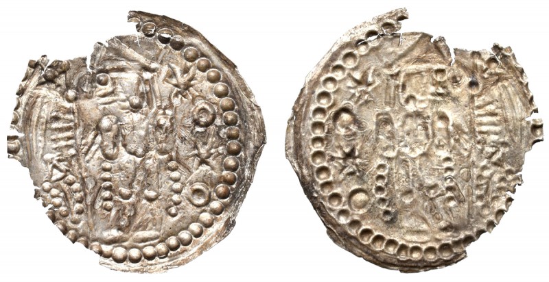 Bolislaus V, Bracteat - knight with standard Ładny, głęboko wybity egzemplarz. M...
