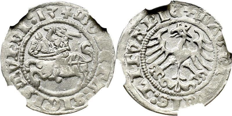 Sigismund I the Old, Halfgroat 1513, Vilnius - NGC MS64 Piękny, menniczy egzempl...