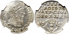 Sigismund II Augustus, 3 Groschen 1557, Danzig - NGC MS64 R2/R3