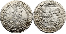 Sigismund III, 18 groschen 1621, Bromberg - overstrike PRS/V R5