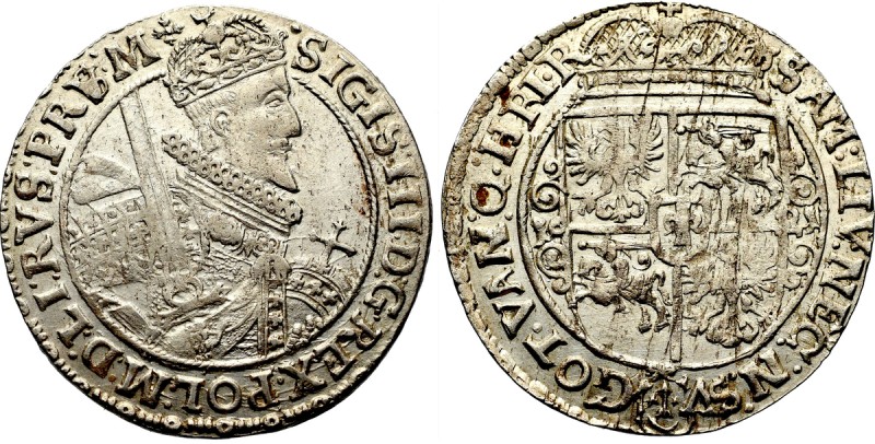 Sigismund III, 18 groschen 1621, Bromberg - PRS/V M Piękny egzemplarz z wyśmieni...