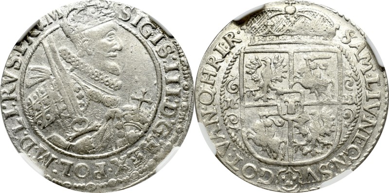 Sigismund III, 18 groschen 1621, Bromberg - NGC AU55 Bardzo ładny egzemplarz. Od...