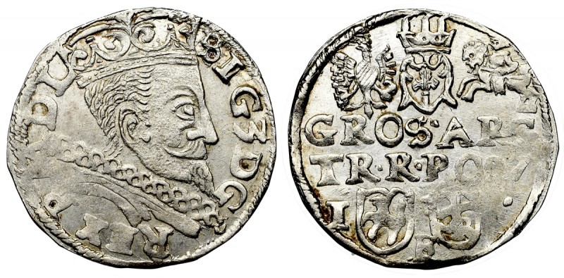 Sigismund III Vasa, 3 Groschen 1597 Lublin Bardzo ładny egzemplarz rzadkiej odmi...