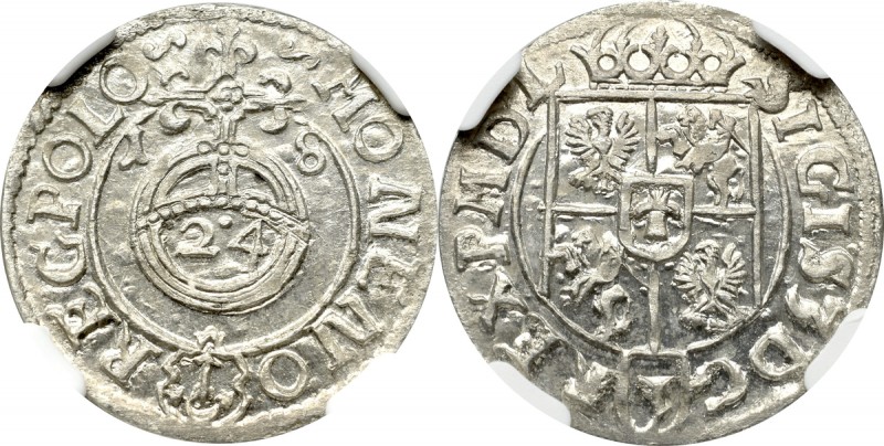 Sigismund III, 1,5 groschen 1618, Bromberg - NGC MS64 Piękny, menniczy egzemplar...