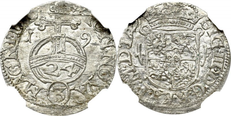 Sigismund III, 1/24 thaler 1619, Vilnius - NGC MS64 Piękny, menniczy egzemplarz ...