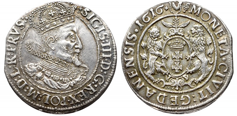 Sigismund III, 18 groschen 1616, Danzig Piękny, okołomenniczy egzemplarz.&nbsp; ...