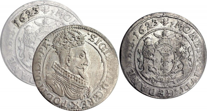 Sigismund III, 18 groschen 1623, Danzig - NGC XF45 Obiegowy egzemplarz najrzadsz...