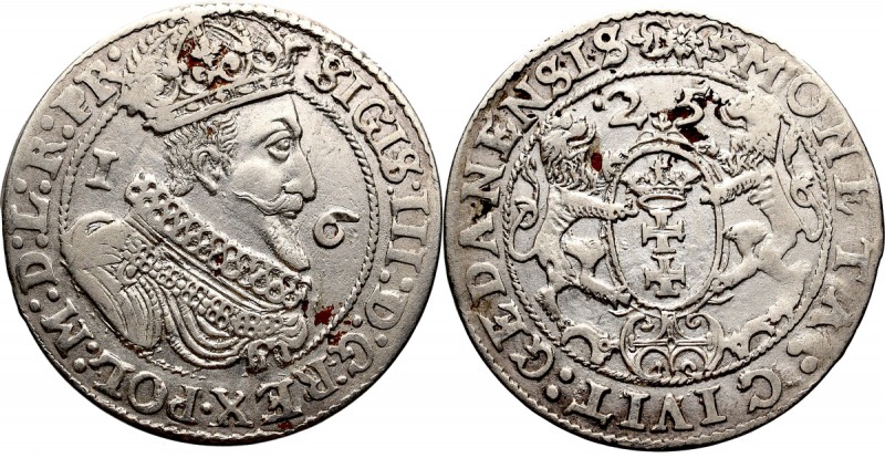 Sigismund III, 18 groschen 1625, Danzig Ładny egzemplarz, z bardzo dobrze zachow...