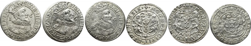 Sigismund III, Lot of 18 groschen 1623-1625, Danzig (3 ex.) Obiegowe, ale w pełn...