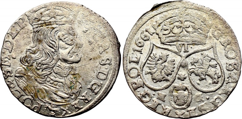 John II Casimir, 6 groschen 1661, Posen - probably unpublished overstrike Wyśmie...