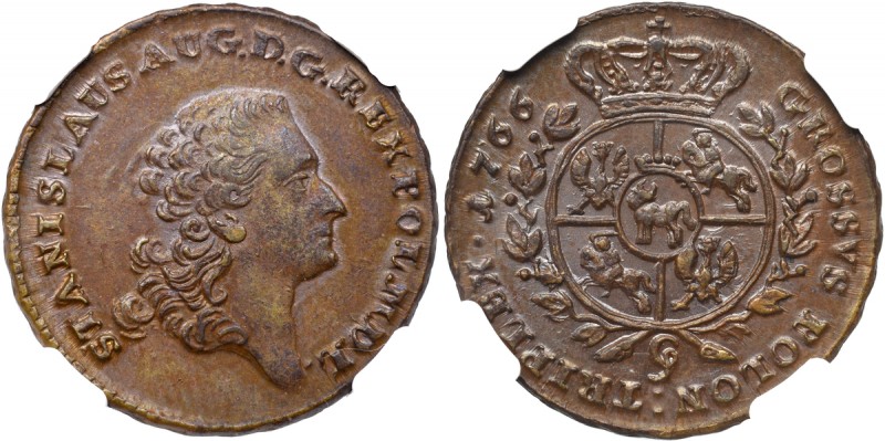 Stanislaus Augustus, 3 groschen 1766 - NGC MS63 BN Doskonała, perfekcyjna moneta...