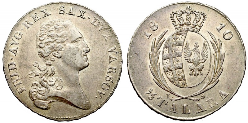 Duchy of Warsaw, 1/3 thaler 1810 IS Piękny egzemplarz. Pozycja ekstremalnie rzad...