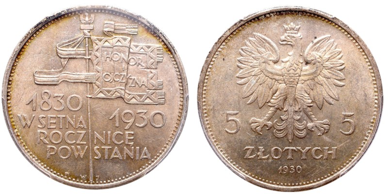 II Republic of Poland, 5 zloty 1930 November Uprising - PCGS MS62 Piękny, mennic...