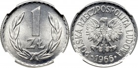 PRL, 1 złoty 1966 - NGC MS66