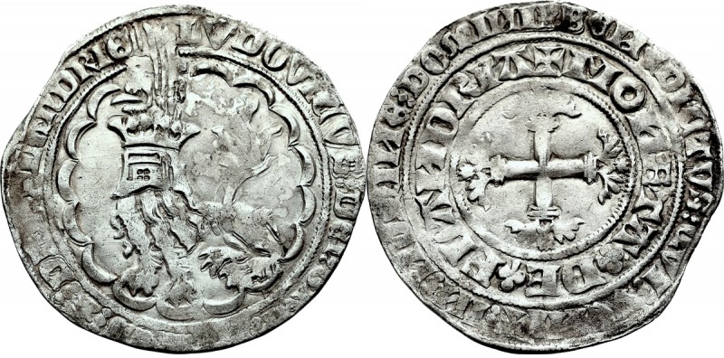 Netherlands, Flandres, Louis von Male, Double groschen Bardzo ładny, dobrze wybi...