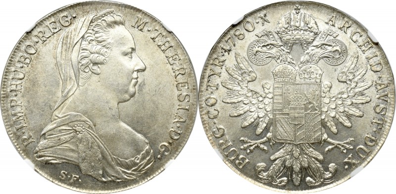 Austria, Marie Theresia, Thaler 1780 Günzburg (1797-1800) - NGC MS62 Wyśmienity ...