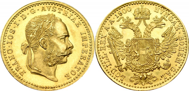 Austria, Franz Joseph, Ducat 1900 Wyśmienity egzemplarz o nienagannym wyjątkowo ...