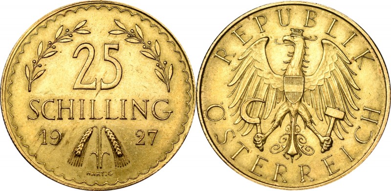 Austria, 25 schilling 1927 Wienn Bardzo atrakcyjny okołomenniczy egzemplarz o ni...