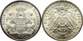 Germany, Hamburg, 3 mark 1908 J