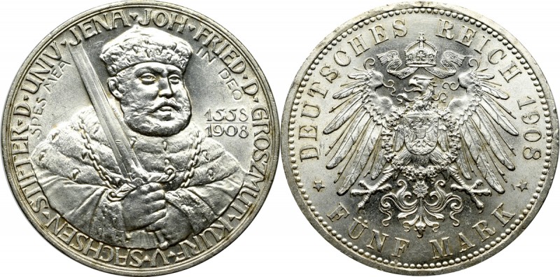 Germany, Sachsen-Weimar-Eisenach, 5 mark 1908 Jena Universitet Rzadka emisja na ...
