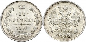 Russia, Alexander II, 15 kopecks 1861
