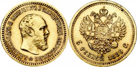 Rosja, Aleksander III, 5 rubli 1889