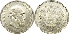 Russia, Alexander III, Rouble 1891 АГ - NGC UNC R