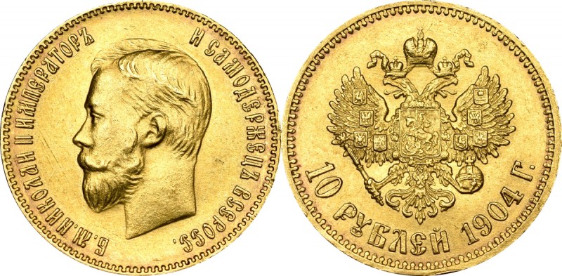 Russia, Nicholas II, 5 rouble 1904 AP Piękny egzemplarz. Minimalne przytarcia na...