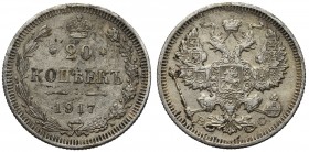 Russia, Nicholas II, 20 kopecks 1917 - rare R1