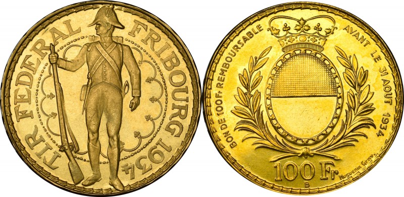 Switzerland, 100 francs 1834 Piękny egzemplarz.&nbsp; Moneta wybita z okazji fes...