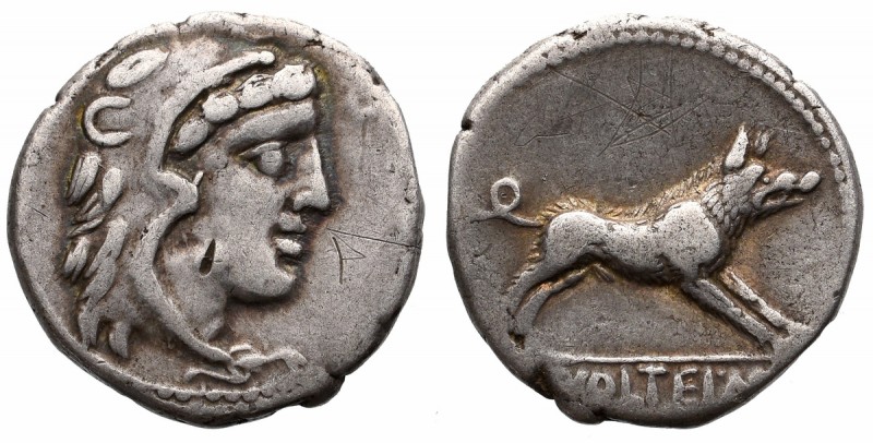 Roman Republic, M. Volteius, Denarius Obiegowy egzemplarz rzadkiego typologiczni...