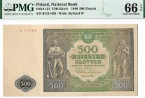 PRL, 500 złotych 1946 B - PMG 66EPQ 2-MAX