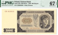 PRL, 500 złotych 1948 CD - PMG 67EPQ 2-MAX