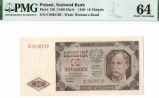 PRL, 10 złotych 1948 C - PMG 64