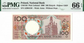 IIIRP, 100 złotych 1990 - A - PMG 66 EPQ