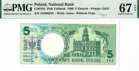 IIIRP, 5 złotych 1990 - A - PMG 67 EPQ