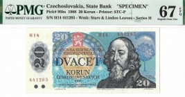 Czechoslovakia, 20 korun 1988 SPECIMEN MAX