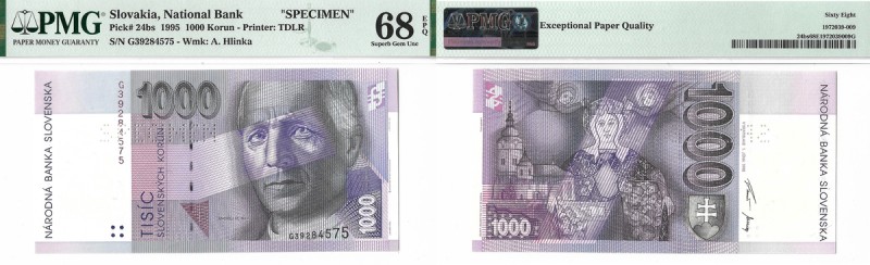 Slovakia, 1000 Korun 1995 SPECIMEN Wyśmienicie zachowany banknot, o idealnej, ży...