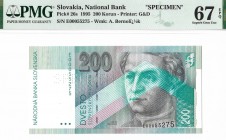 Slovakia, 200 Korun 1995 SPECIMEN MAX