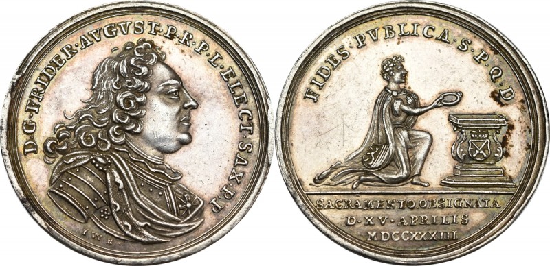 Germany, Saxony, Friedrich I August, Medal 1733 fides publica Wyśmienity egzempl...